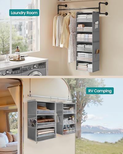 SONGMICS Widened Hanging Closet Organizer, 6-Tier, Separable，2 Pack