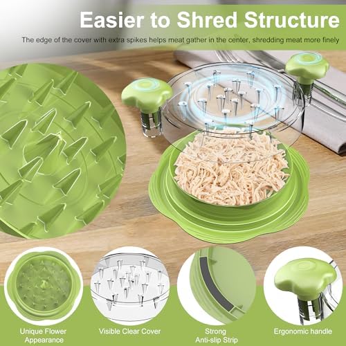 Chicken Shredder Tool Twist Large Meat Shredder with Brush&Fork, Matcha