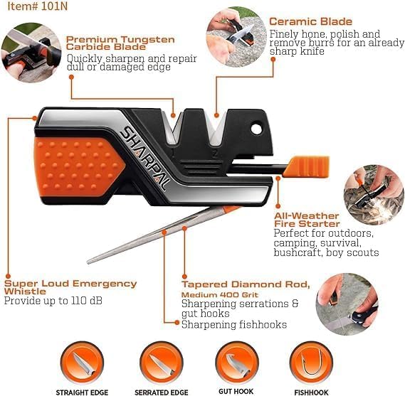 SHARPAL Pocket Knife Sharpener & Garden Tool Sharpener, Sharpening Straight and - Image 4