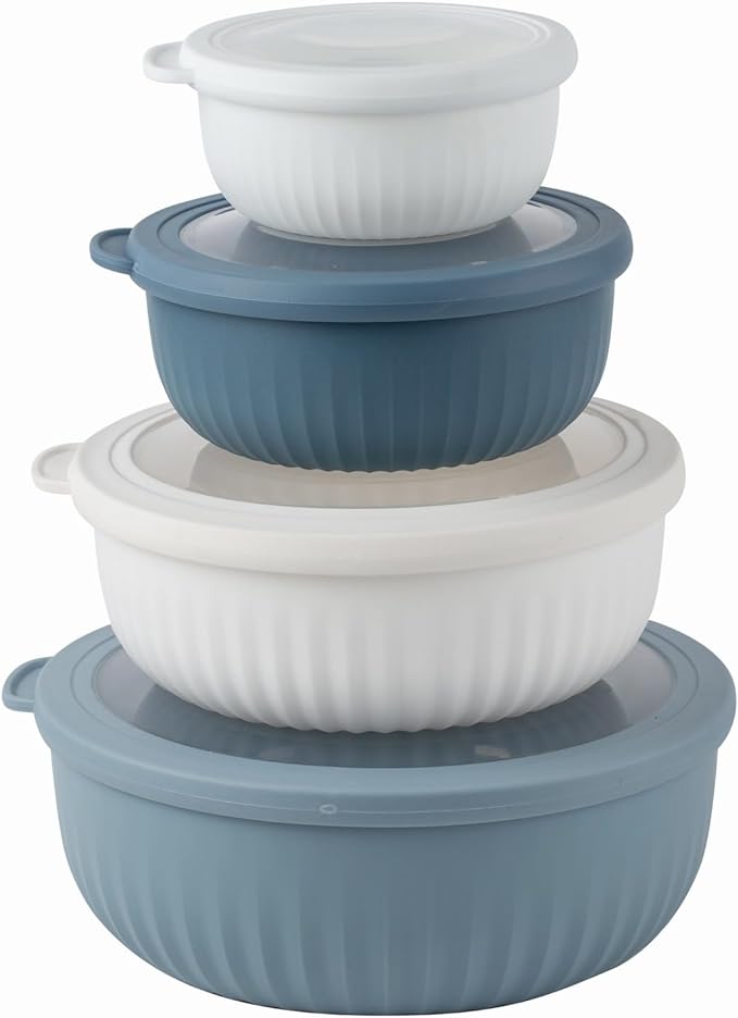 COOK WITH COLOR Prep Bowls with Lids- Wide and Deep Nesting Plastic Small by CookwithColor