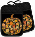 Boho Floral Pumpkin Fall Pot Holders for Kitchen 2 Pack Set