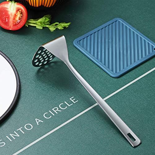 Stainless Steel Potato Masher, Berglander Heavy Duty Metal Potato Ricer, Food Masher Utensil Hand Masher, Vegetables Fruits Versatile Masher, Heat Resistant, Dishwasher Safe, Easy to Clean