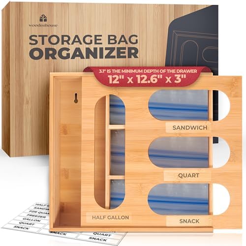 Bamboo Storage Bag Organizer for Drawer – Plastic Bag Organizer for Kitchen