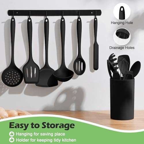 Homikit Silicone Cooking Utensil Set, 15pcs Kitchen Utensils with Holder