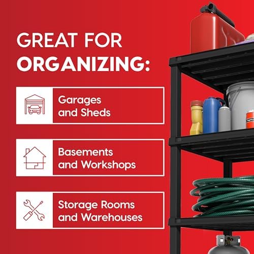 IRIS USA Plastic Storage Shelves |Made in USA| 75"H x 36"W x 24"D - Black