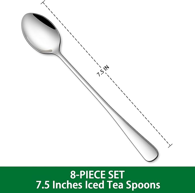 DEHOV 7.5 Inches Stainless Steel Iced Tea Spoons, Ice Cream, Long Handle Iced - Image 2