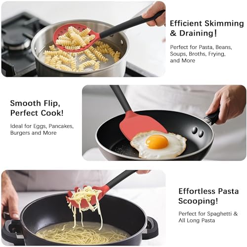 Coukre Silicone Kitchen Cooking Utensils Set, Heat Resistant, 14-Piece