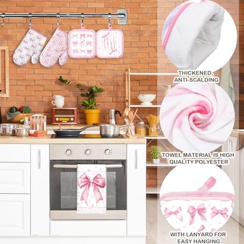 SiliFine 12 Pcs Pink Bow Kitchen Accessories Set Coquette Style
