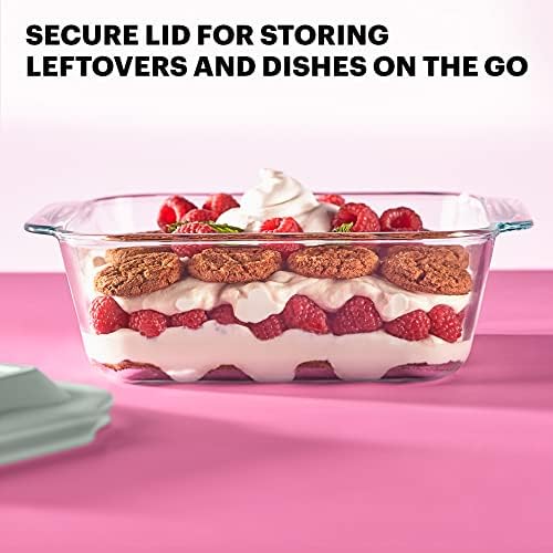 Pyrex 8x8 Deep Glass Baking Dish with Plastic Lid, Deep Casserole Dish
