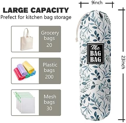 The Bag Grocery Bag Holder, Leafage Grocery Bags Holder Organizer, Wall Mount Plastic Bags Storage Container Dispensers, Kitchen Gifts For Women Family Friends Grandma Mom(E-6)
