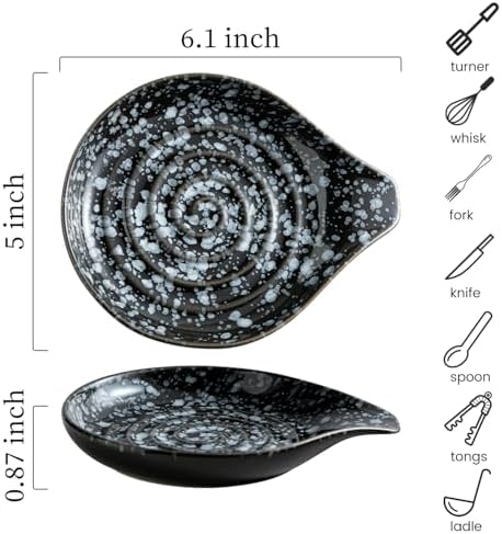 LAUCHUH Spoon Rest for Stove Top, Ceramic Spoon Holder Kitchen Ladle Holder