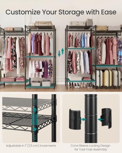 SONGMICS Closet Organizers and Storage, Clothes Rack with Shelves