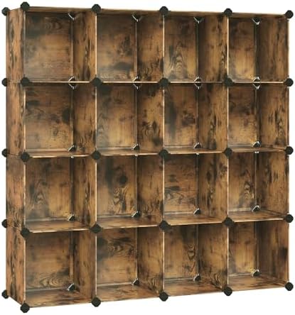 SONGMICS 16 Cube Storage Organizer，Plastic stackable cube shelf