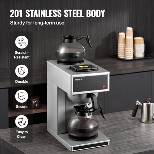 VEVOR Commercial Drip Coffee Maker 12 Cups Coffee Machine Drip Style