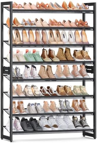 SONGMICS Metal Shoe Rack, 8-Tier Shoe Orgainzer, Holds 40-48 Pairs