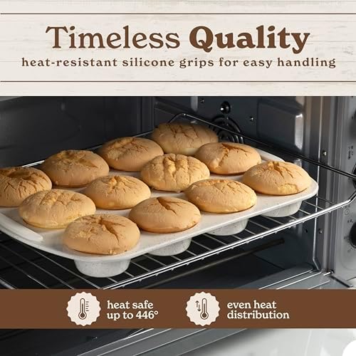 Country Kitchen Nonstick Stackable Bakeware Set - Durable, Easy Release Baking Set, Cream, 14 Pcs