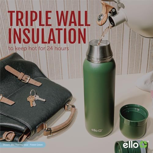 Ello Therma 32oz Insulated Stainless Steel Thermos with Cup Lid, Black