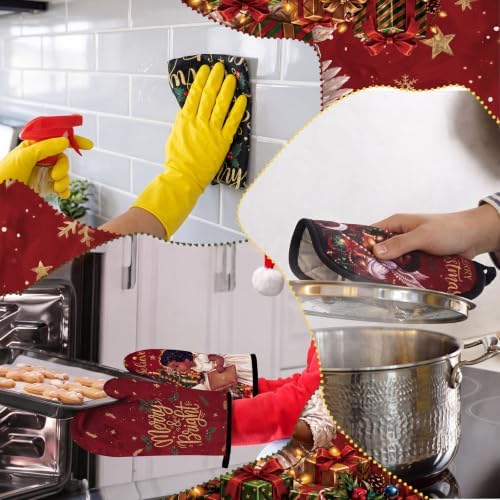 SiliFine 12 Pcs Black Santa Christmas Kitchen Accessories Set