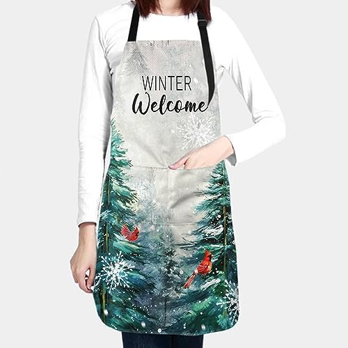 Giwawa Apron Unisex Resistant 33 x 28 inches with 2 Pockets Cooking Kitchen Aprons Suitable for BBQ Grill Drawing Haircut