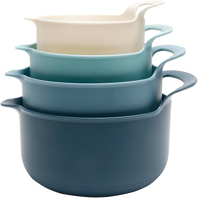 COOK WITH COLOR Nesting Plastic Mixing Bowl Set with Pour Spouts and Handles by CookwithColor