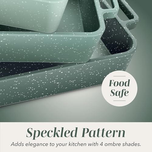 COOK WITH COLOR Ceramic Bakeware Set of 4, Porcelain Casserole Dishes for Oven, Rectangular Baking Dish Set with Handles, Oven Safe for Lasagna, Baking, Roasting & Serving