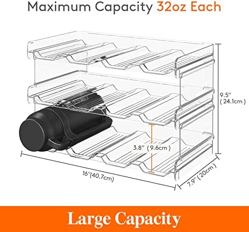 Lifewit Stackable Water Bottle Organizer for Cabinet, Clear Tumbler Holder