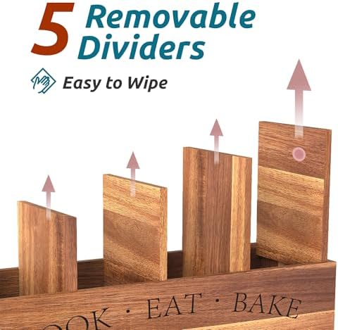 Suli Extra Large Utensil Holder Countertop for Kitchen Counter,Acacia Wood