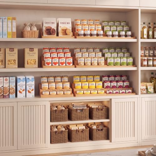 Expandable Bamboo Can Rack Organizer for Pantry, 3-Tier Can Storage Holder