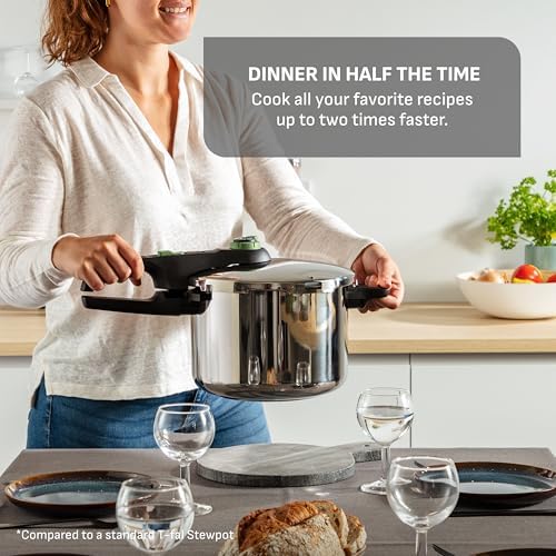 T-Fal Secure Stainless Steel Stovetop Pressure Cooker, 6.3 qt, Induction