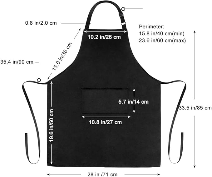 Jubatus 2 Pack Bib Aprons with 2 Pockets Cooking Chef Kitchen Apron - Image 7