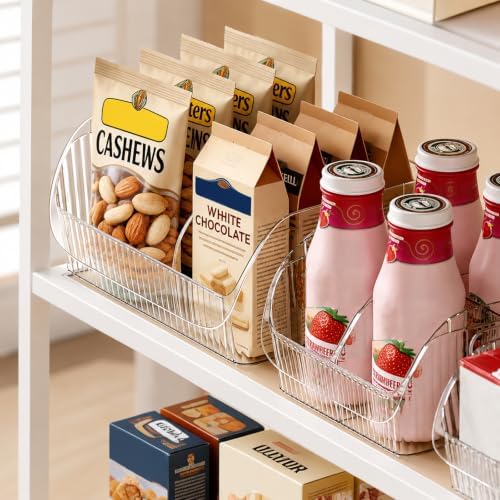3 Pack Adjustable Dividers Storage Bins, Clear Pantry Organizers Boxes Set