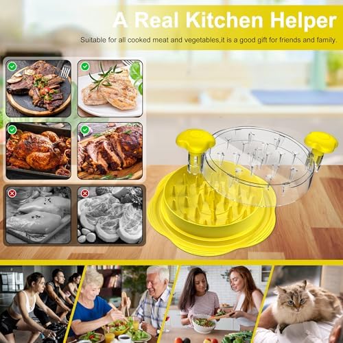 Chicken Shredder Tool Twist Large Meat Shredder with Brush&Fork, Yellow