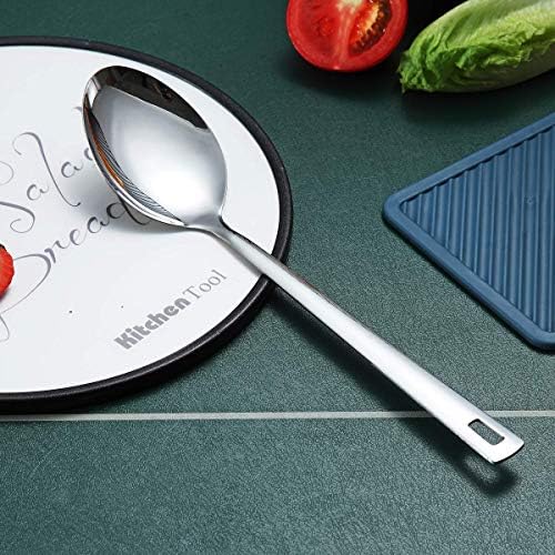 Cooking Spoon, Berglander Stainless Steel Solid Serving, Basting Spoon For Cooking, Kitchen Non-Stick And Heat Resistant, Dishwasher Safe, Easy to Clean