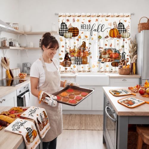 13 Pcs Pumpkin Fall Kitchen Set Towels Mats Pot Holders Mitts