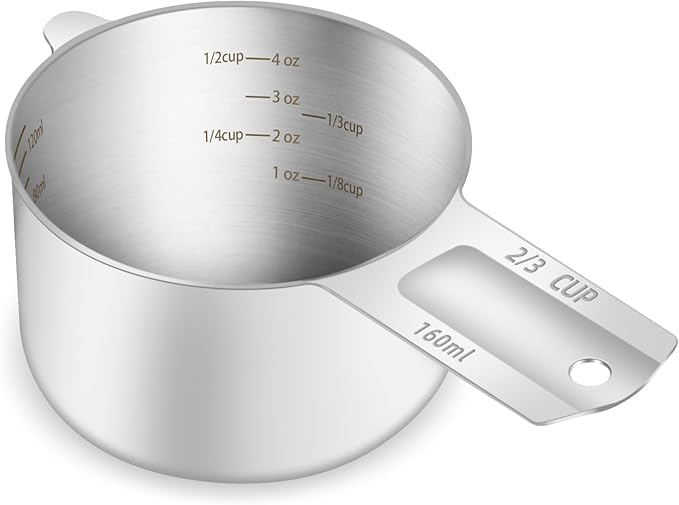1PCS 2/3Cup Single Measuring Cup, Etched Inner Scale Stainless Steel Measure by BERYLER