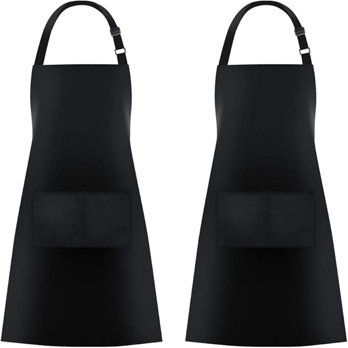 Jubatus 2 Pack Bib Aprons with 2 Pockets Cooking Chef Kitchen Apron by Jubatus