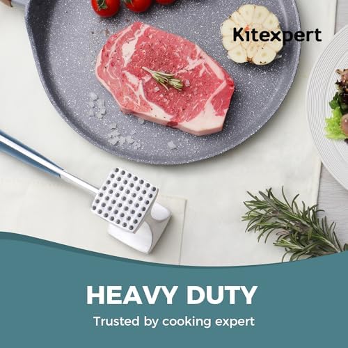 KITEXPERT Meat Tenderizer Hammer with Comfortable-Grip Handle, Dual-side Mallet for Kitchen, Heavy Duty Pounder For Tenderizing Steak, Beef and Fish, Blue