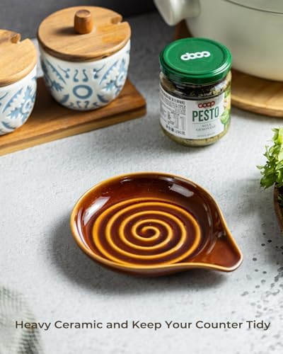 LAUCHUH Spoon Rest, Ceramic Spoon Rest for Stove Top Cooking Spoon Holder