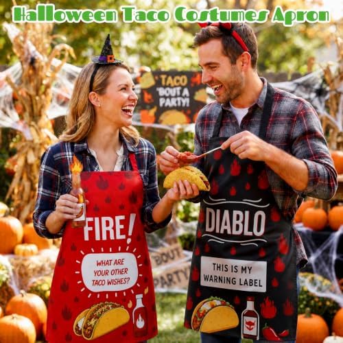 Lebaley 6 Pcs Halloween Taco Sauce Group Costume Set, Spicy Apron Costume