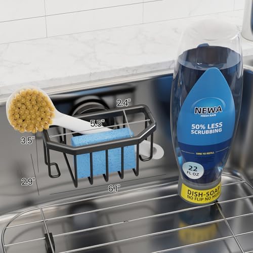 TAILI Sponge Holder for Kitchen Sink with Strong Suction Cup-Black