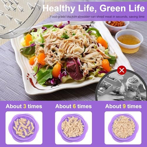 Chicken Shredder Tool Twist Large Meat Shredder with Brush&Fork, Purple