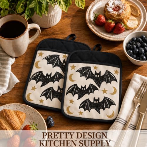 Halloween Bat Pot Holders for Kitchen 2 Pack Set