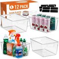 12 PACK LARGE Sturdy Clear Storage Bins, Plastic Home Pantry Organizer Bins