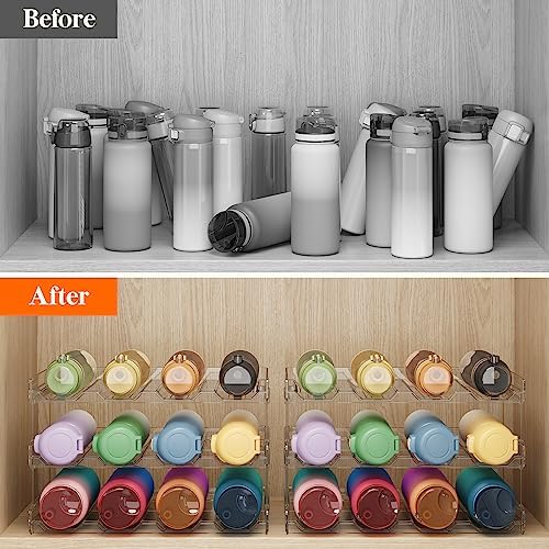 Lifewit Stackable Water Bottle Organizer for Cabinet, Clear Tumbler Holder