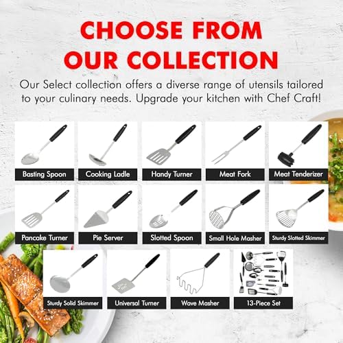 Chef Craft Select Turner/Spatula, 14.5 inch, Stainless Steel