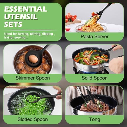 Homikit Silicone Cooking Utensil Set, 15pcs Kitchen Utensils with Holder