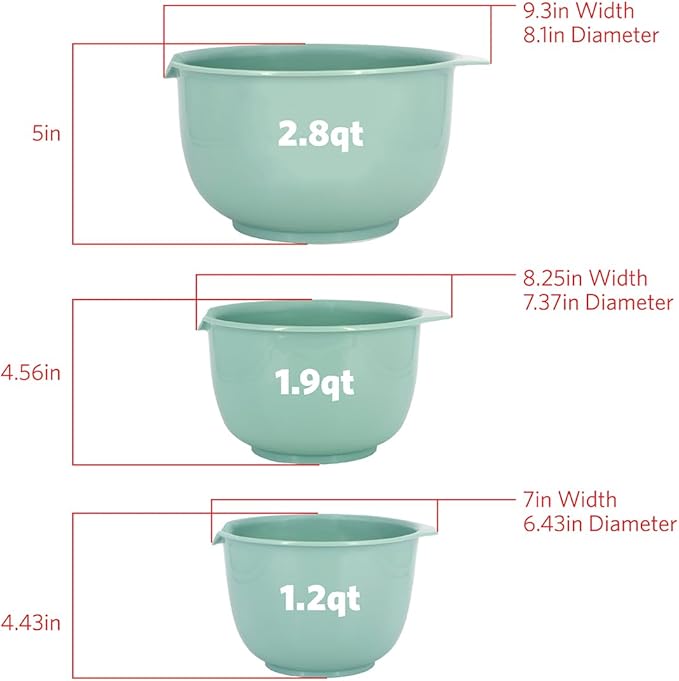 Glad Mixing Bowls with Pour Spout, BPA Free, Dishwasher Safe Plastic | Kitchen - Image 3