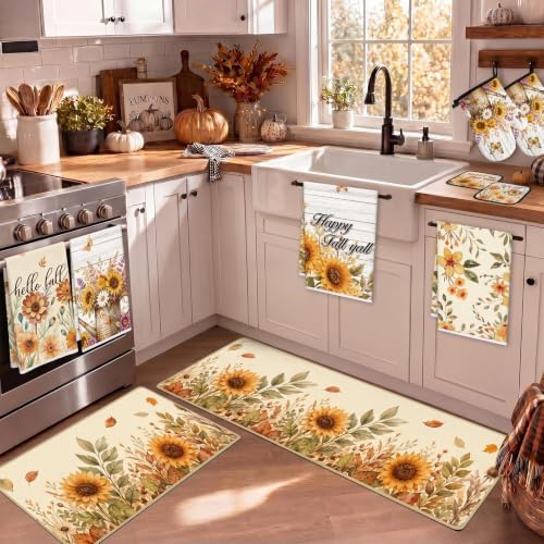Fall Kitchen Decor Set, 10 Pcs Wildflowers Kitchen Set