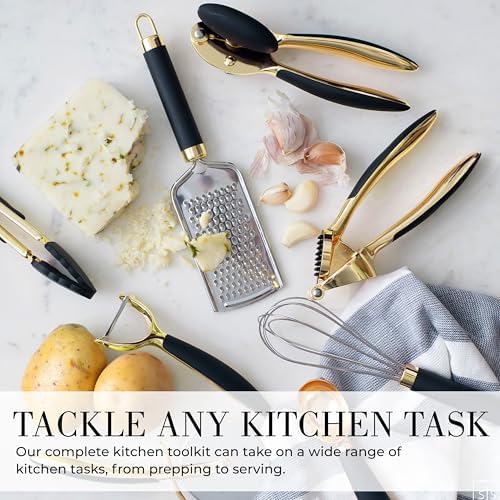 Styled Settings Black and Gold Kitchen Utensils, 8-Piece, Black & Gold