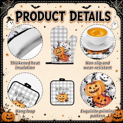Fanfanwin 10 Pcs Halloween Kitchen Decor Set Pumpkin Kitchen Rugs